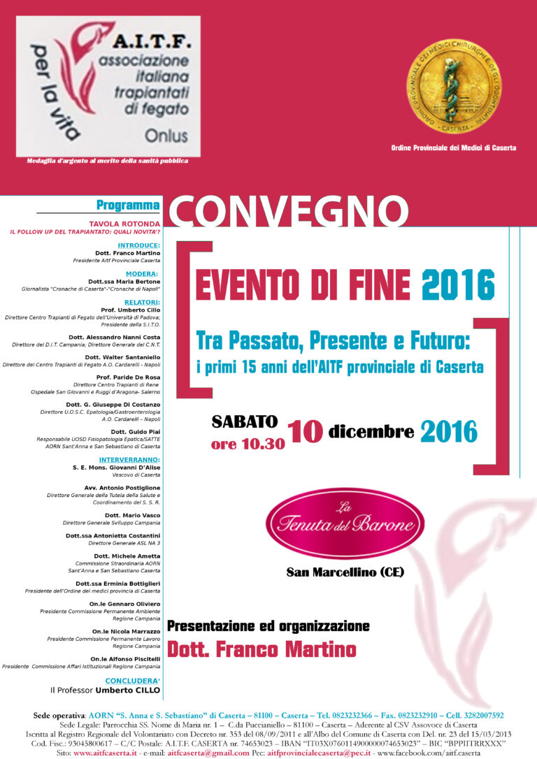 10 Dicembre: Caserta Capitale del Trapianto di Organi
